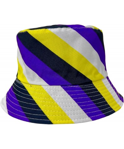 New! Pride Unisex Bucket Hat Reversible Double-Side-Wear Packable for Travel, Outdoors, and Beach Purple/Black/Yellow/White S...