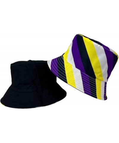 New! Pride Unisex Bucket Hat Reversible Double-Side-Wear Packable for Travel, Outdoors, and Beach Purple/Black/Yellow/White S...