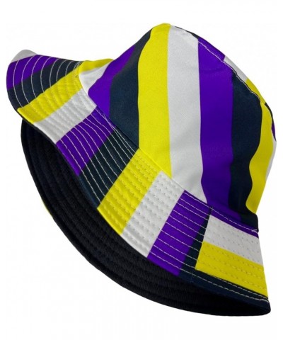 New! Pride Unisex Bucket Hat Reversible Double-Side-Wear Packable for Travel, Outdoors, and Beach Purple/Black/Yellow/White S...