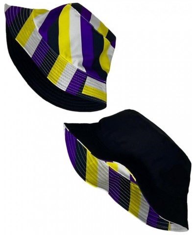 New! Pride Unisex Bucket Hat Reversible Double-Side-Wear Packable for Travel, Outdoors, and Beach Purple/Black/Yellow/White S...