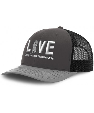 Trucker Baseball Cap Love Lung Cancer Awareness Cotton Dad Hats for Men & Women Gray Scale $13.51 Baseball Caps