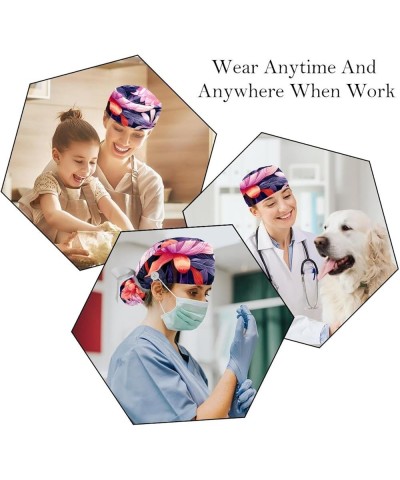 2 Packs Gourd Shaped Working Cap with Buttons Sweatband Flower Pattern Scrub Cap for Women Men Color 9 $11.87 Skullies & Beanies