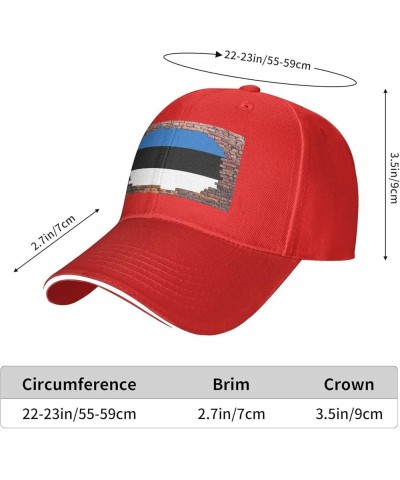 Brick Wall Estonia Flag Baseball Cap Red $10.07 Baseball Caps