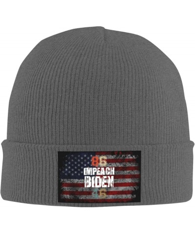 8646 Impeach Biden Cozy Knitted Hat for Winter - Warm Comfort Black Deep Heather $14.07 Skullies & Beanies