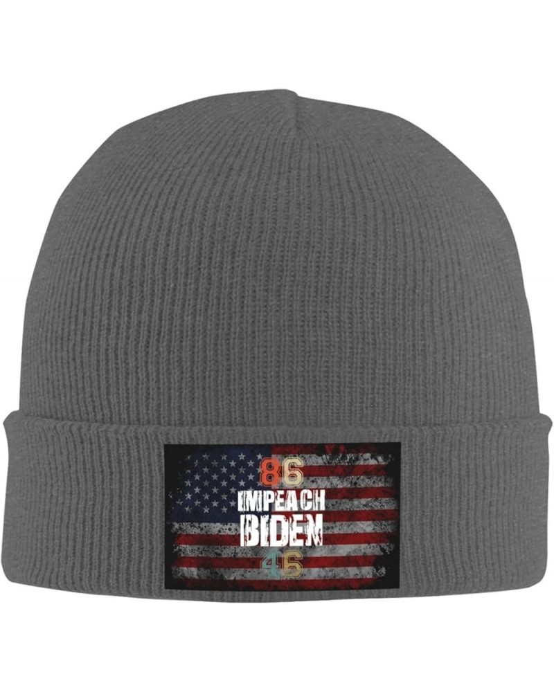 8646 Impeach Biden Cozy Knitted Hat for Winter - Warm Comfort Black Deep Heather $14.07 Skullies & Beanies