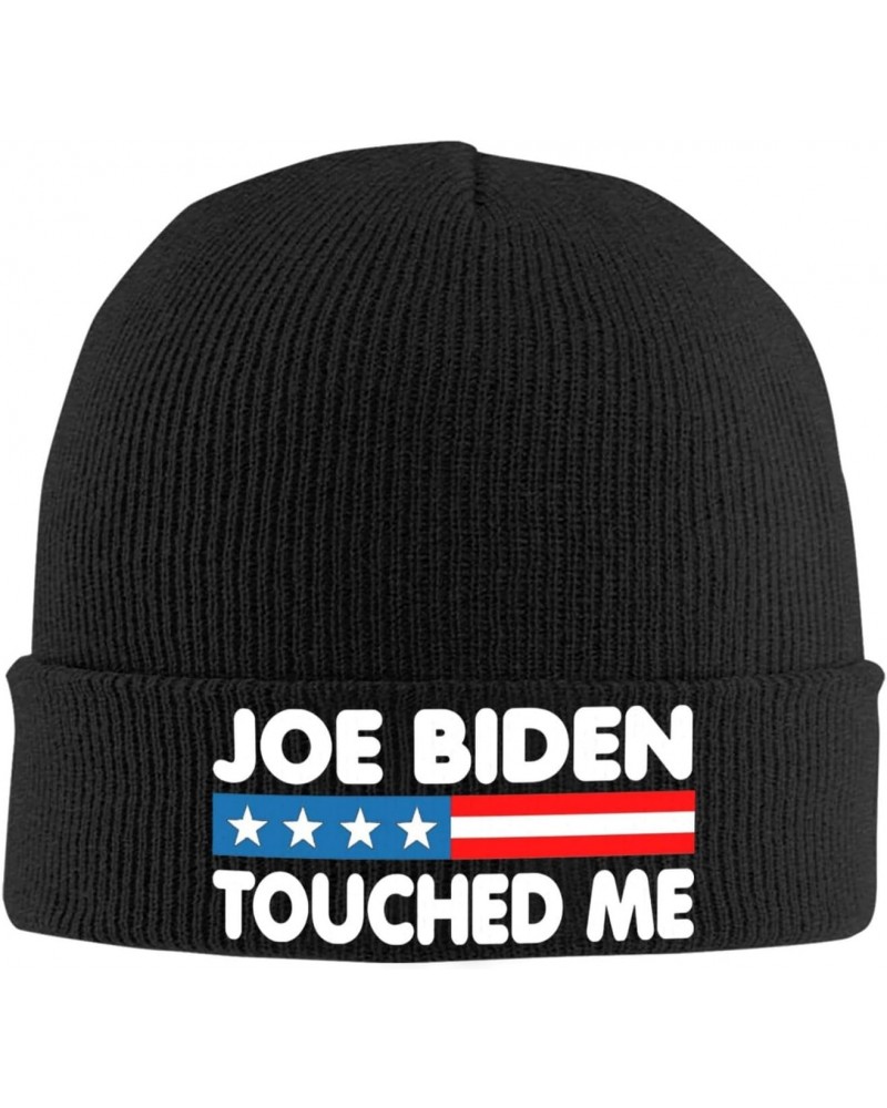 Joe Biden Touched Me Knit Hats Winter Warm Chunky Beanie Hat for Men Women Black $14.83 Skullies & Beanies