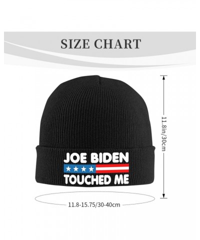 Joe Biden Touched Me Knit Hats Winter Warm Chunky Beanie Hat for Men Women Black $14.83 Skullies & Beanies