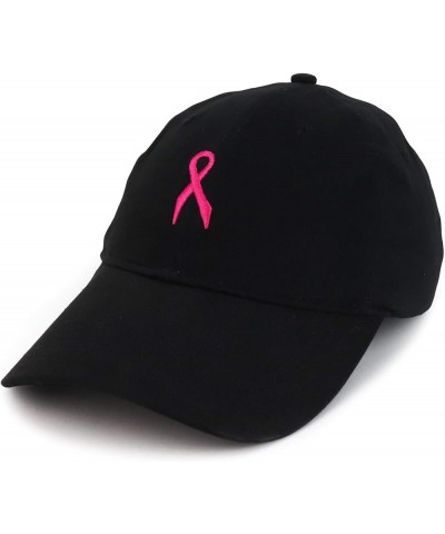 Small Breast Cancer Awareness Ribbon Embroidered Brushed Cotton Cap Black $15.00 Baseball Caps