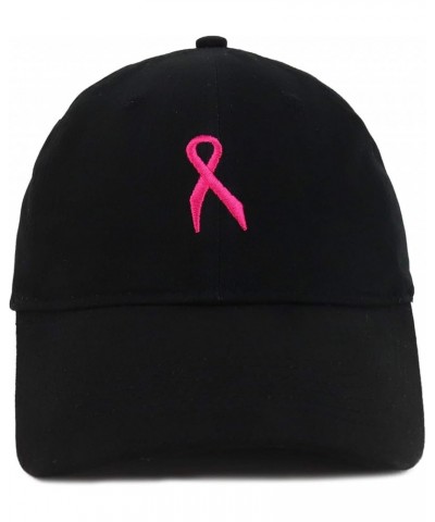 Small Breast Cancer Awareness Ribbon Embroidered Brushed Cotton Cap Black $15.00 Baseball Caps