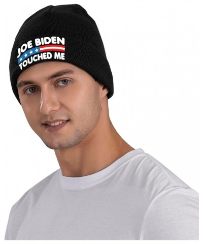 Joe Biden Touched Me Knit Hats Winter Warm Chunky Beanie Hat for Men Women Black $14.83 Skullies & Beanies