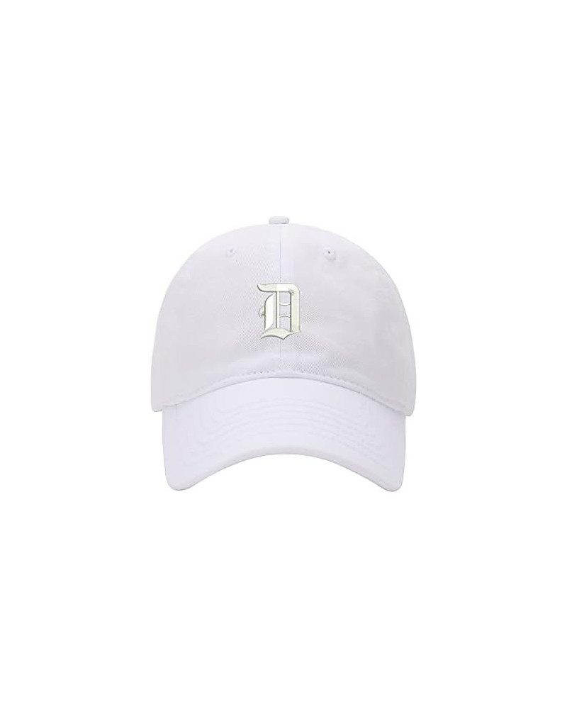 Baseball Cap Men Old English D Embroidered Washed Cotton Dad Hat Baseball Caps White $12.26 Baseball Caps