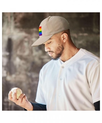 The Comoros Rainbow Flag Corduroy Baseball Caps for Women Men Adjustable Dad Hat Beige $11.55 Baseball Caps