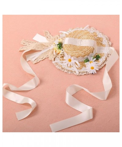 Panama Hat Handmade Sunhat Lace Decorated Pastoral Style Tea Party for Women Miss Panama Hat Sunhat with Ribbon Beige $12.73 ...