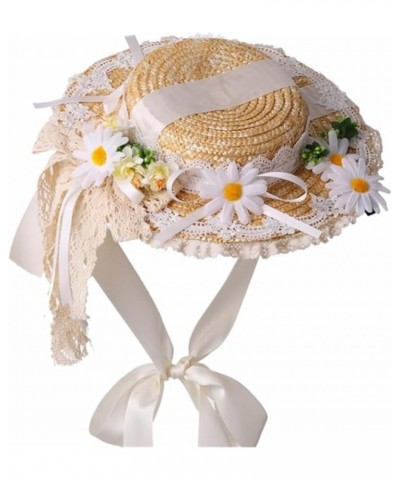 Panama Hat Handmade Sunhat Lace Decorated Pastoral Style Tea Party for Women Miss Panama Hat Sunhat with Ribbon Beige $12.73 ...