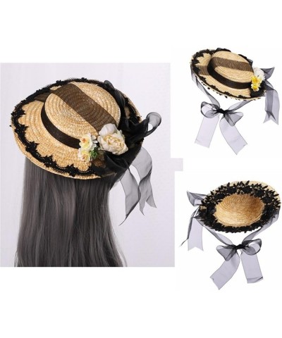 Panama Hat Handmade Sunhat Lace Decorated Pastoral Style Tea Party for Women Miss Panama Hat Sunhat with Ribbon Beige $12.73 ...