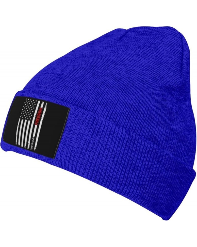 Freedom American Flag Beanie Hat for Men Women Knit Skull Cap Warm Hats Black Knitted Caps Blue $11.76 Skullies & Beanies