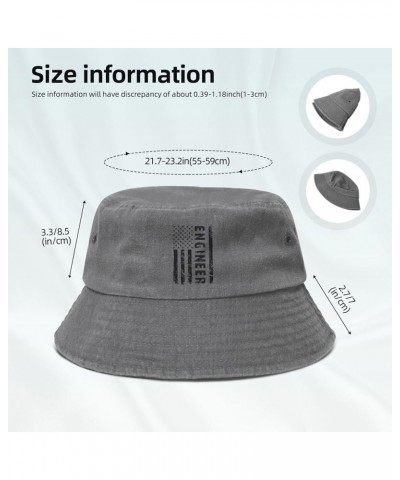 American Engineer USA Flag Bucket Hat for Women Men Summer Travel Sun Hat Outdoor Cap Funny Bucket Hats Gray $10.23 Bucket Hats