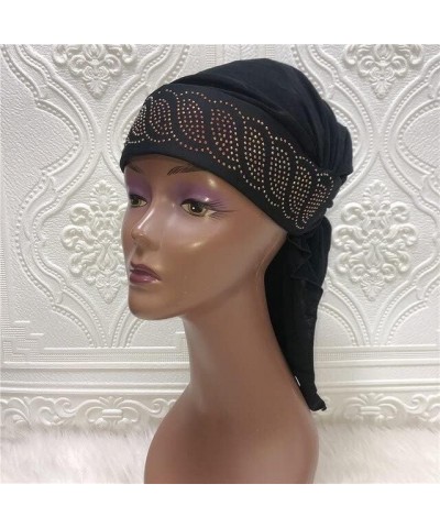 MSBRIC African Gele Headtie Muslim Hijab Cap with Beads for Party Headtie Head Wraps Turban Cap Wedding Hats Caps - Design on...