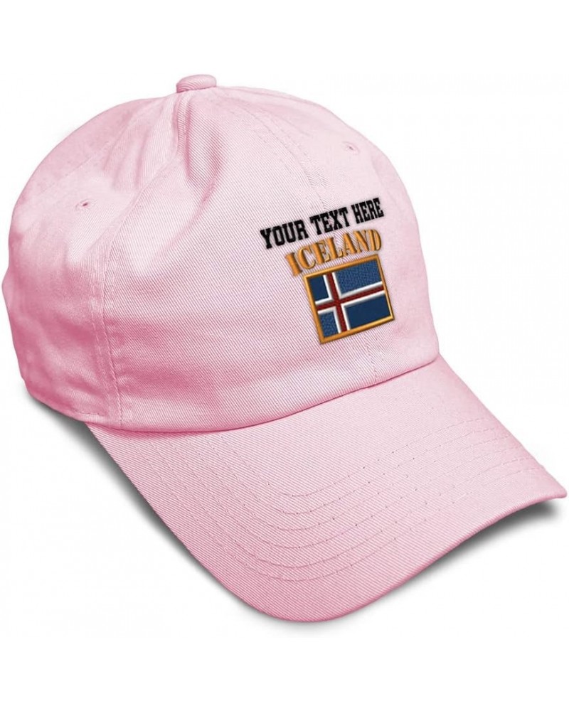 Soft Baseball Cap Iceland Flag Embroidery Flags World Cup Soccer Cotton Embroidered Dad Hats for Men & Women Soft Pink Person...