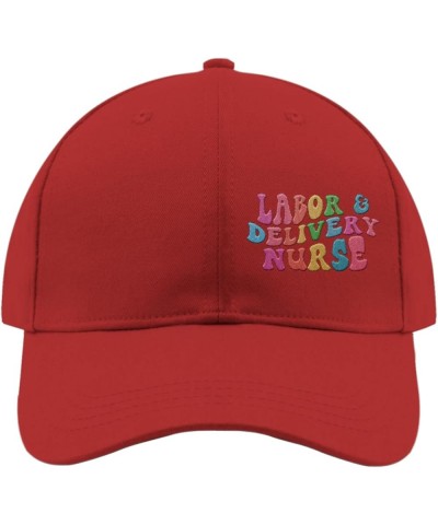 Labor and Delivery Nurse Baseball Cap Retro Dad Hat for Men Embroidery Gifts for Son Baseball Hats for Vacation Red $12.12 Ba...