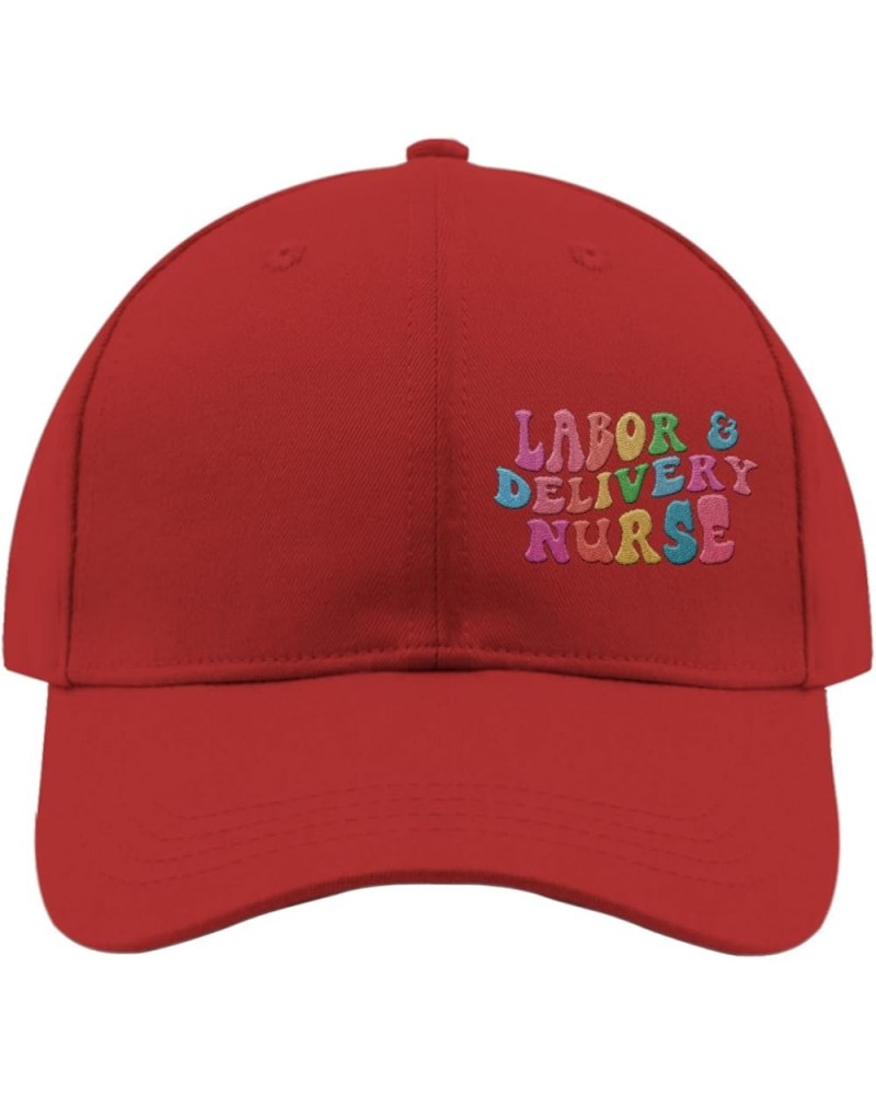 Labor and Delivery Nurse Baseball Cap Retro Dad Hat for Men Embroidery Gifts for Son Baseball Hats for Vacation Red $12.12 Ba...