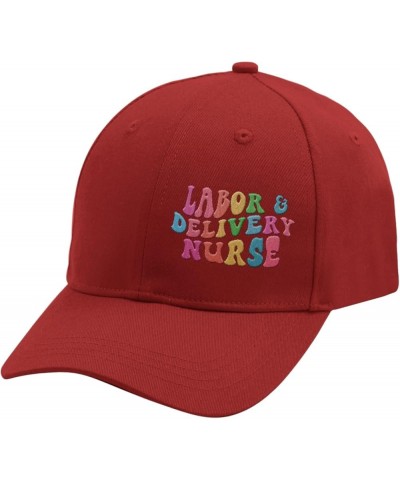 Labor and Delivery Nurse Baseball Cap Retro Dad Hat for Men Embroidery Gifts for Son Baseball Hats for Vacation Red $12.12 Ba...