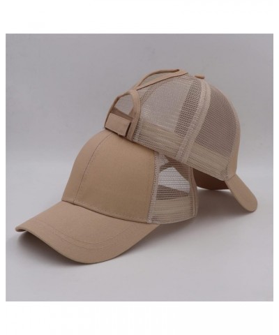 Summer Mesh Hats Woman Ponytail Baseball Cap Khaki $18.16 Baseball Caps