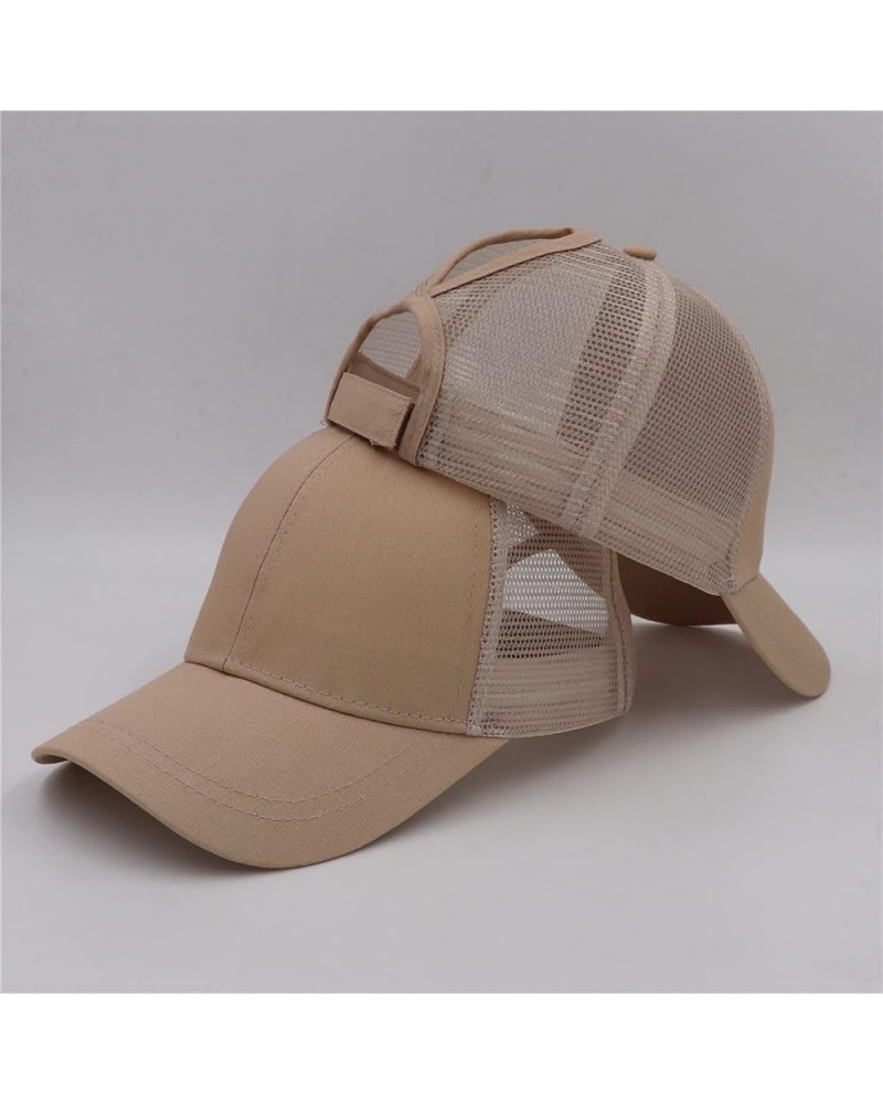 Summer Mesh Hats Woman Ponytail Baseball Cap Khaki $18.16 Baseball Caps