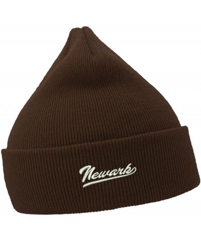 Men's Casual Winter Knit Hat Embroidered Beanie for Newark City Embroidery Unisex Beanies Hats Brown Acrylic $13.24 Skullies ...