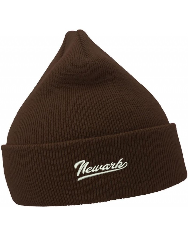 Men's Casual Winter Knit Hat Embroidered Beanie for Newark City Embroidery Unisex Beanies Hats Brown Acrylic $13.24 Skullies ...