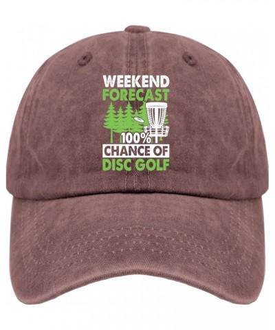 Tree Dad Hats Weekends Forecast 100% Chances of disc gollf Dad Hats, Vintage Dad Hat for Men Wine Red $9.23 Skullies & Beanies