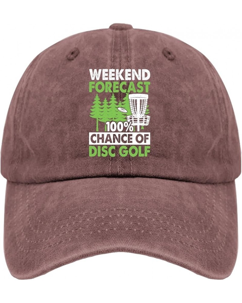 Tree Dad Hats Weekends Forecast 100% Chances of disc gollf Dad Hats, Vintage Dad Hat for Men Wine Red $9.23 Skullies & Beanies