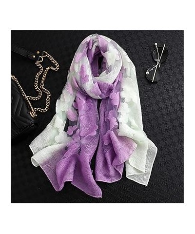 Color Matching Women Scarf Summer Silk Scarves For Lady Shawls And Wraps Organza Hollowed Flowers Beach Stoles Bandana Scarf ...