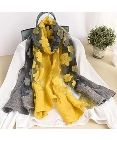 Color Matching Women Scarf Summer Silk Scarves For Lady Shawls And Wraps Organza Hollowed Flowers Beach Stoles Bandana Scarf ...