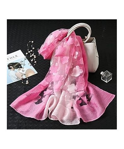 Color Matching Women Scarf Summer Silk Scarves For Lady Shawls And Wraps Organza Hollowed Flowers Beach Stoles Bandana Scarf ...