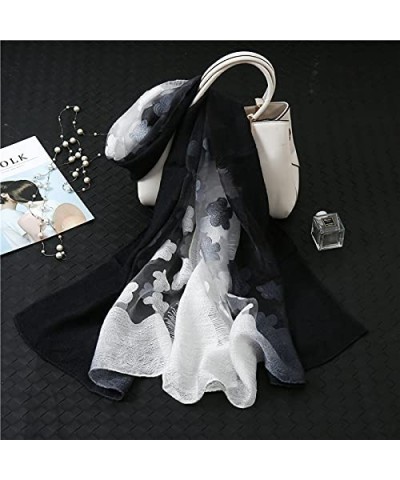 Color Matching Women Scarf Summer Silk Scarves For Lady Shawls And Wraps Organza Hollowed Flowers Beach Stoles Bandana Scarf ...