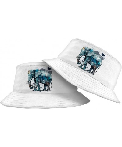 Elephant Print Bucket Hat - Unique Hat - Animal Bucket Hat White $12.16 Bucket Hats