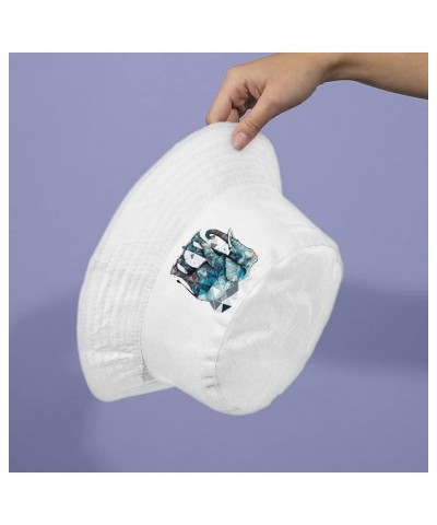 Elephant Print Bucket Hat - Unique Hat - Animal Bucket Hat White $12.16 Bucket Hats