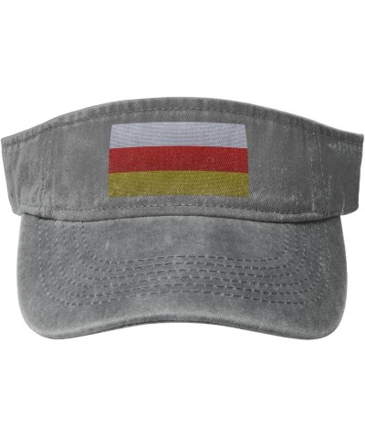 Flag of South Ossetia Knitting Effect Sun Visor Hats for Women Men Adjustable Cotton Sun Hat Golf Cap Gray $9.79 Visors