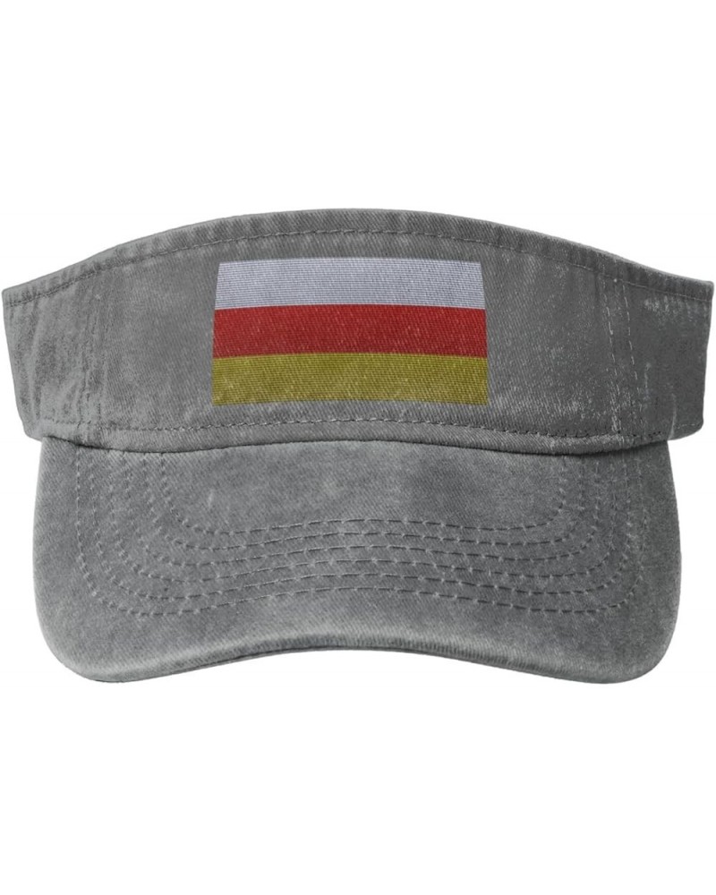 Flag of South Ossetia Knitting Effect Sun Visor Hats for Women Men Adjustable Cotton Sun Hat Golf Cap Gray $9.79 Visors