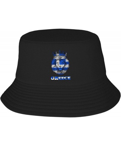 Bucket Hat for Men Women Adult Printed Fishing Hats Sun Hats Novelty Bucket Hats for Man Woman Black Lion Greece Flag $9.65 B...