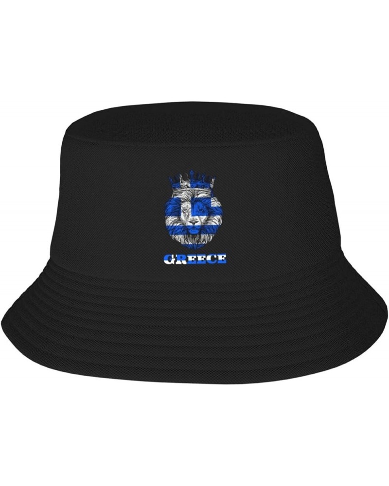 Bucket Hat for Men Women Adult Printed Fishing Hats Sun Hats Novelty Bucket Hats for Man Woman Black Lion Greece Flag $9.65 B...