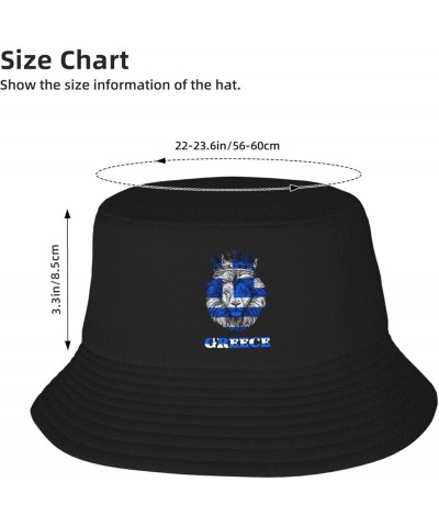 Bucket Hat for Men Women Adult Printed Fishing Hats Sun Hats Novelty Bucket Hats for Man Woman Black Lion Greece Flag $9.65 B...