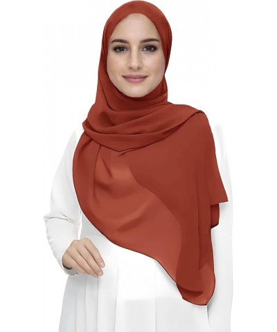 Premium Chiffon Hijab Head Scarf Shawl Wrap for Muslim Women Lightweight Brick Red $7.64 Scarves