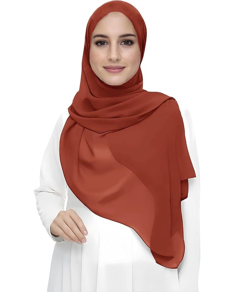 Premium Chiffon Hijab Head Scarf Shawl Wrap for Muslim Women Lightweight Brick Red $7.64 Scarves