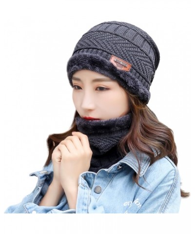 Womens Winter Warm Crocheted Hats Scaves Set for Men Beanies Thick Wrap Wool Knit Beanie Hat & Wraps Set Set Grey 04 $8.09 Sk...