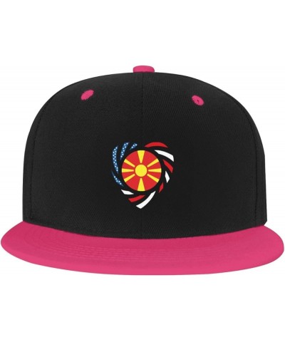 We Heart America and North Macedonia Love Forever Baseball Cap for Men Women Snapback Hat Adjustable Flat Bill Hats Pink $12....