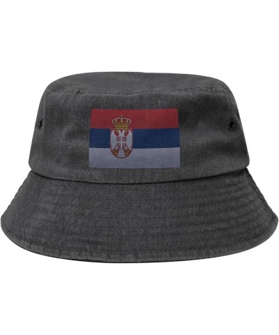 Flag of Serbia Knitting Effect Bucket Hat for Women Men Summer Travel Sun Hat Outdoor Cap Funny Bucket Hats Black $10.23 Buck...