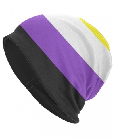 Non Binary Pride Flag Beanie Hat Skull Cap Chemo Hat Scarf Bandana Cancer Headwear Knit Hat for Women Men Adult Black $11.72 ...