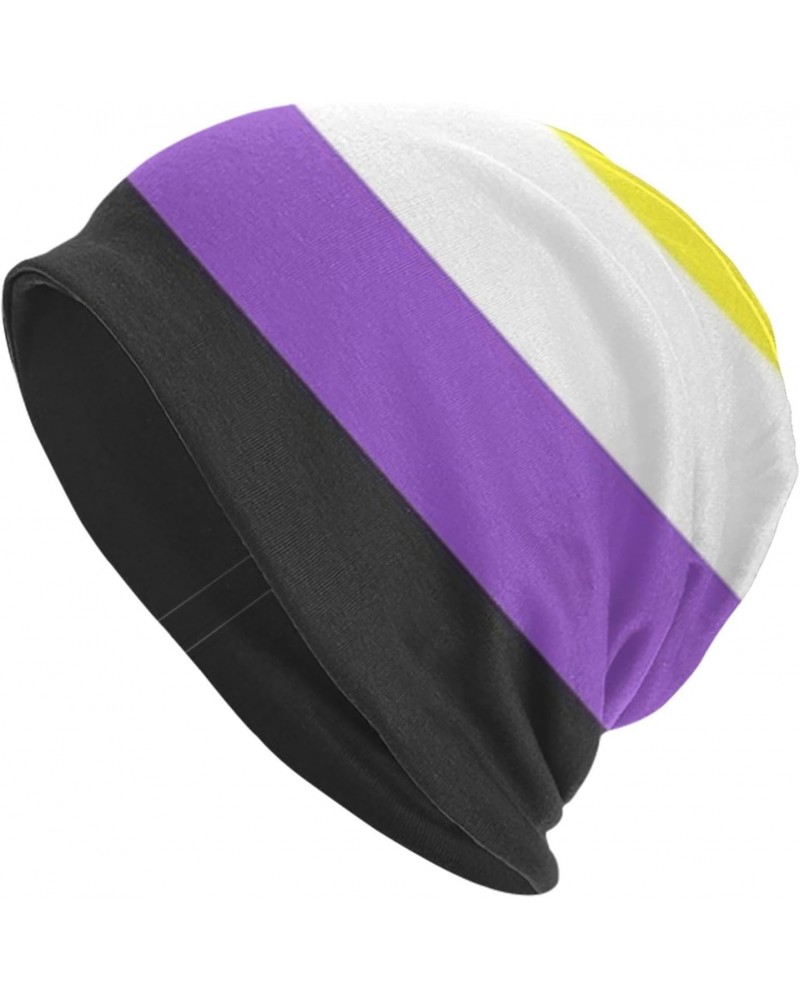 Non Binary Pride Flag Beanie Hat Skull Cap Chemo Hat Scarf Bandana Cancer Headwear Knit Hat for Women Men Adult Black $11.72 ...